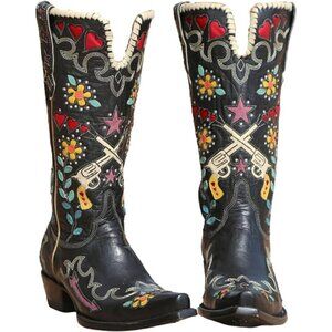 Erocalli Cowboy Boots Women Black Polyurethane (PU) Western Mid Claf Chu…